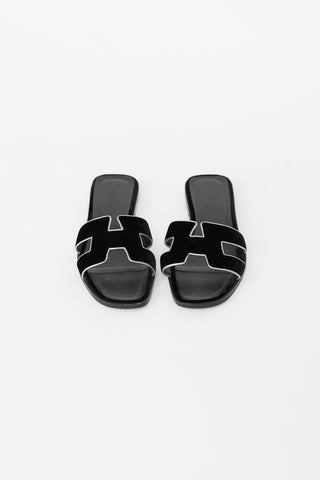 Hermès Black Velvet Oran Sandal