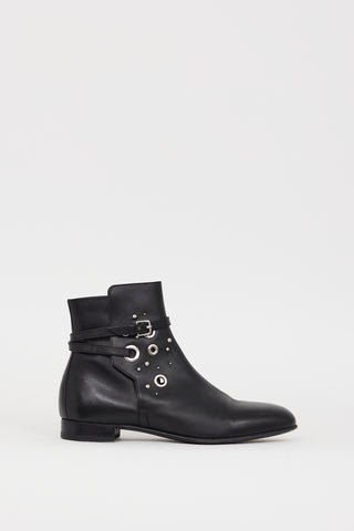 Hermès Black 
Silver Leather Embellished Pixel Boot