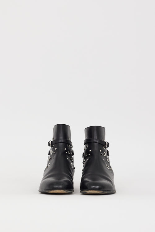 Hermès Black 
Silver Leather Embellished Pixel Boot