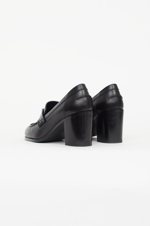 Hermès Black Leather Dauphine Heeled Loafer