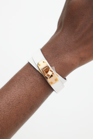 Hermès Blanc Swift Leather Mini Kelly Double Tour Bracelet