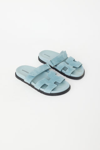 Hermès Blue Suede Chypre Sandal