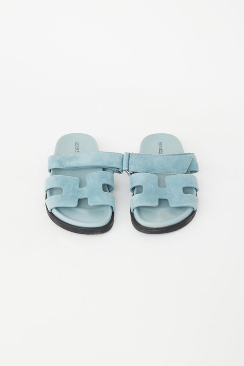 Hermès Blue Suede Chypre Sandal