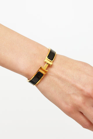 Hermès Noir Enamel Clic H Bracelet