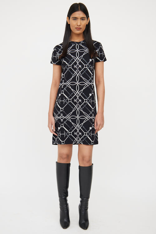 Hermès Black 
Grey Bridle T-Shirt Dress