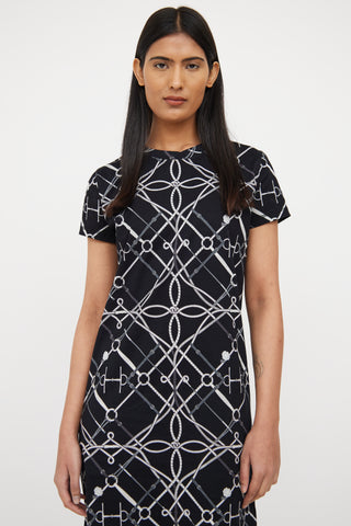 Hermès Black 
Grey Bridle T-Shirt Dress