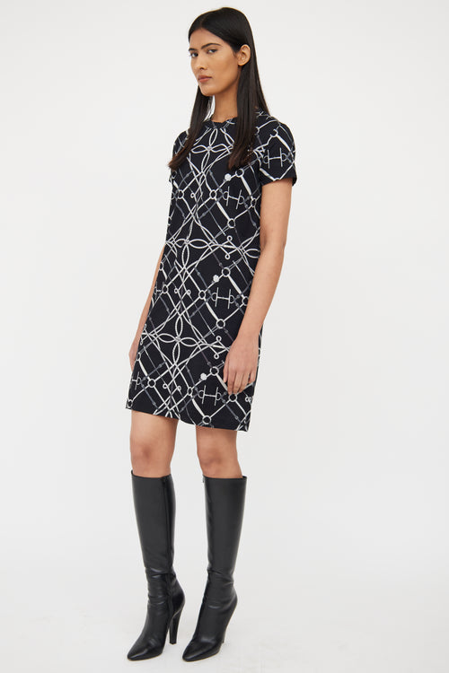 Hermès Black 
Grey Bridle T-Shirt Dress