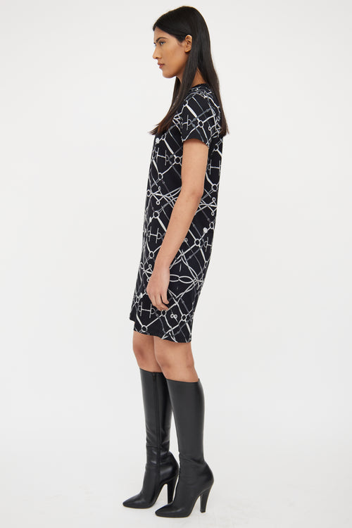 Hermès Black 
Grey Bridle T-Shirt Dress