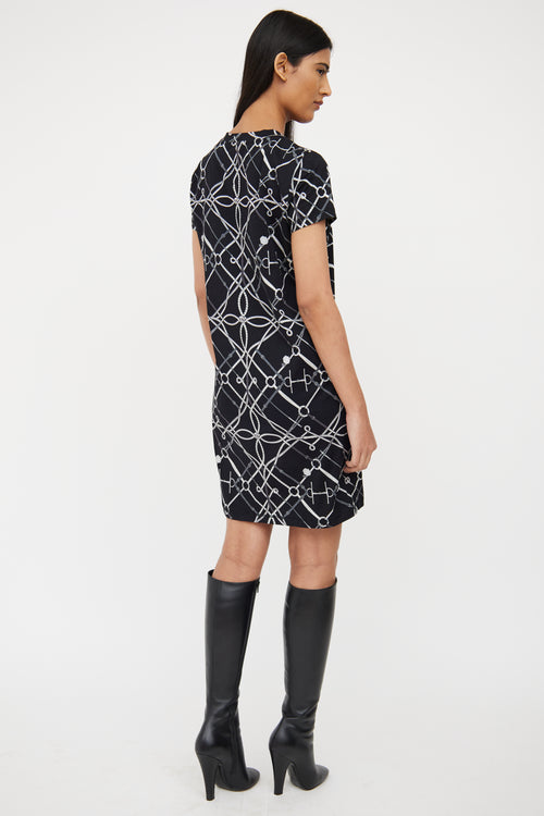 Hermès Black 
Grey Bridle T-Shirt Dress