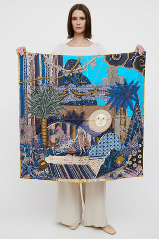 Hermès Blu Carre La Clairiere Silk Scarf