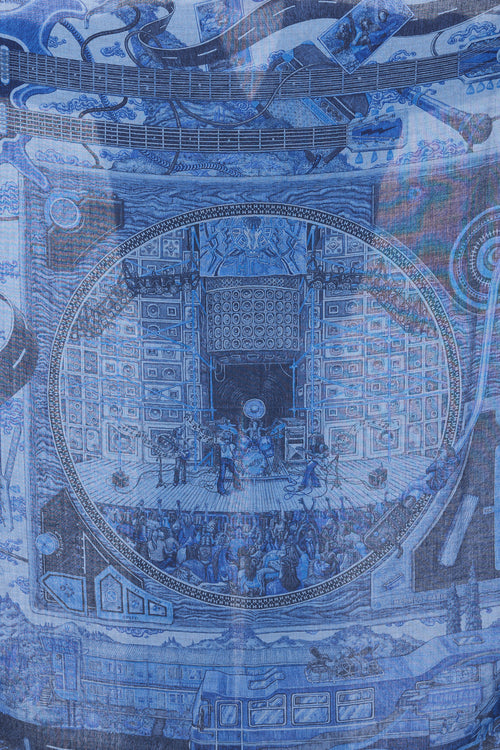 Hermès Blue Cashmere 
Silk Silk Mix 140 Scarf