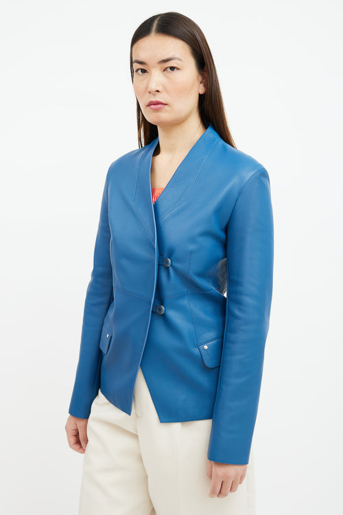 Blue Leather Blazer