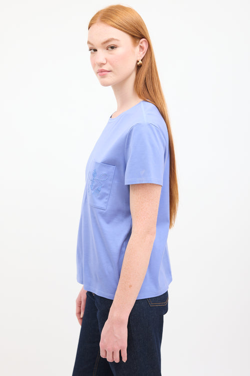 Hermès Blue Embroidered Pocket T-Shirt