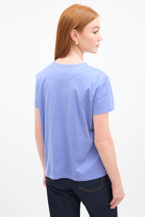 Hermès Blue Embroidered Pocket T-Shirt