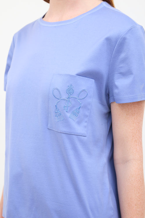 Hermès Blue Embroidered Pocket T-Shirt