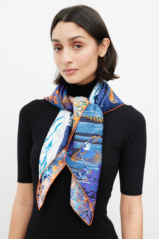 Hermès Blue 
Multicolour Into The Canadian Wild 90 Scarf