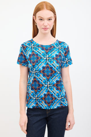 Hermès Blue 
Multi Graphic Print T-Shirt