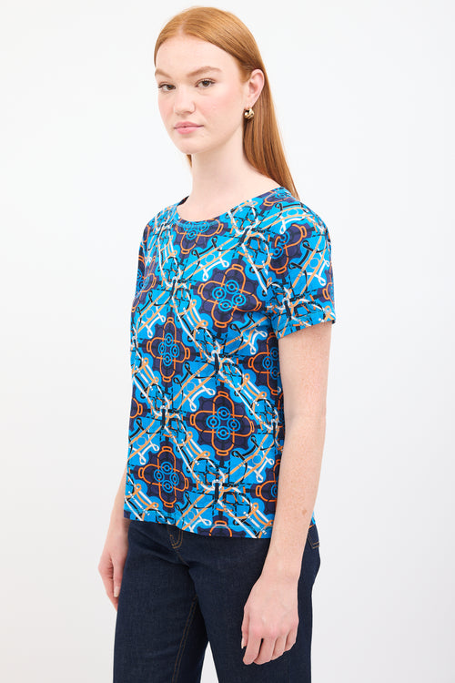 Hermès Blue 
Multi Graphic Print T-Shirt