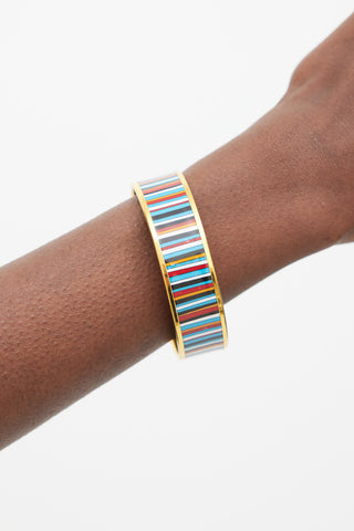 Hermès Blue 
Multicolour Enamel Rainbow Paris Striped Bangle