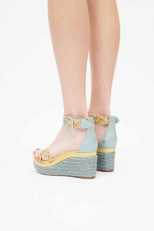 Hermès Blue 
Multicolour Ines Woven Espadrille Sandal