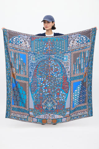 Hermès Blue 
Multicolour Silk Tapis Persans 140 Scarf