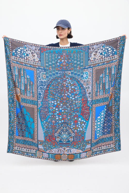 Hermès Blue 
Multicolour Silk Tapis Persans 140 Scarf