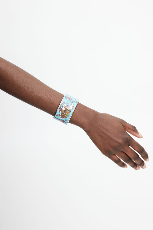 Hermès Teal 
Multicolour Ameille GM Print Bangle