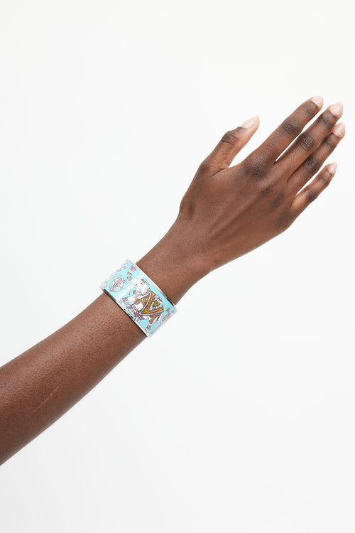 Hermès Teal 
Multicolour Ameille GM Print Bangle