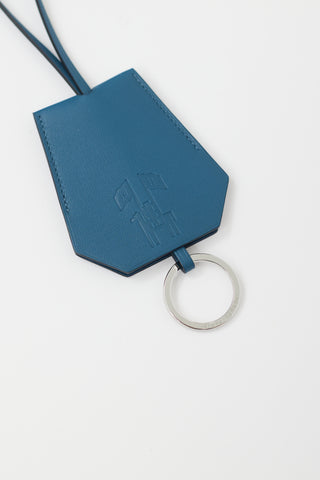 Hermès Blue Swift Leather Clochette Cles Keychain