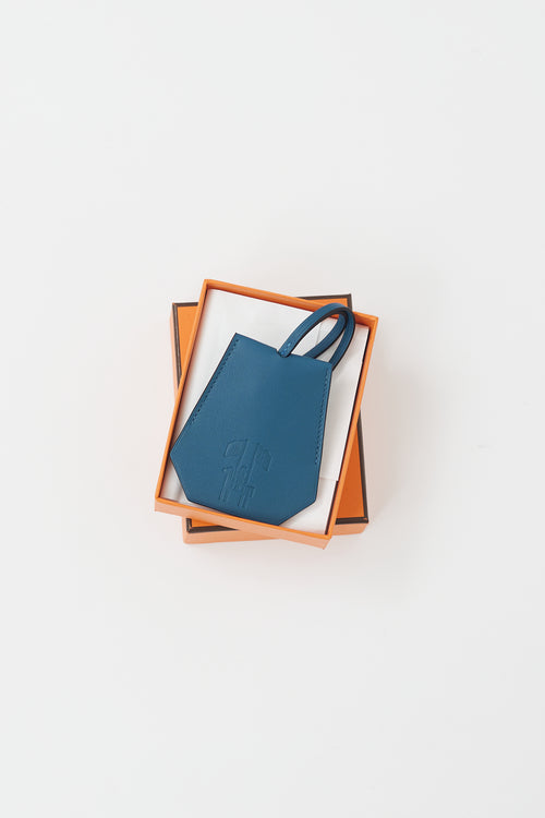 Hermès Blue Swift Leather Clochette Cles Keychain