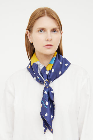 Hermès Blue Tea Time Medaillons Scarf