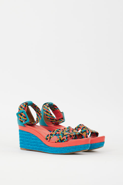 Hermès Multicolour Ines Espadrille Wedge Sandal