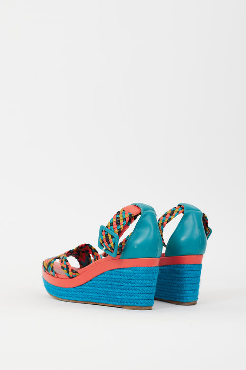 Hermès Multicolour Ines Espadrille Wedge Sandal