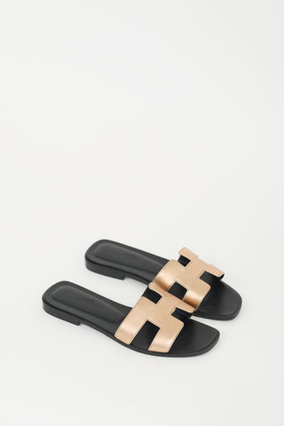 Hermès Champagne Metallic Nappa Oran Sandal