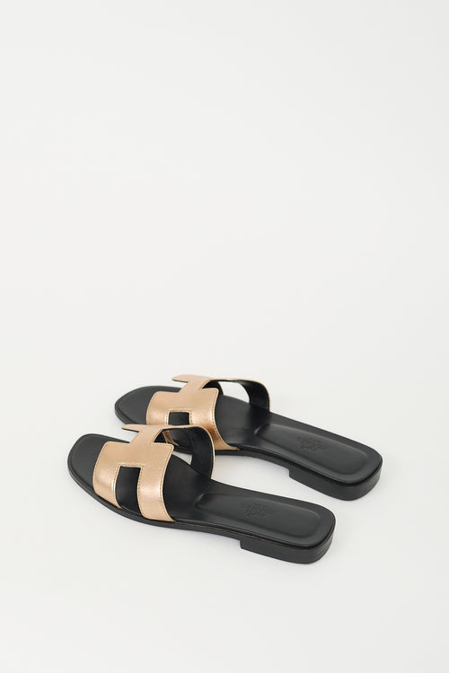 Hermès Champagne Metallic Nappa Oran Sandal