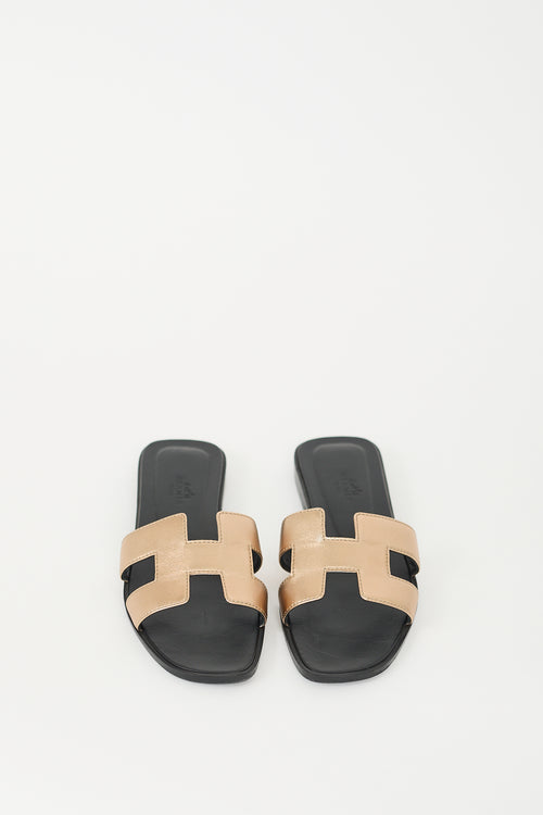 Hermès Champagne Metallic Nappa Oran Sandal