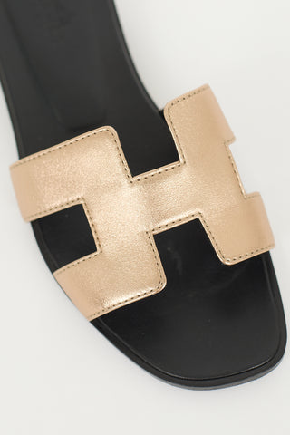 Hermès Champagne Metallic Nappa Oran Sandal