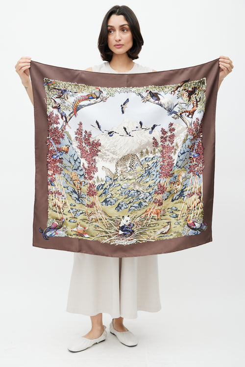 Hermès Brown 
Multi Silk Sichuan Scarf