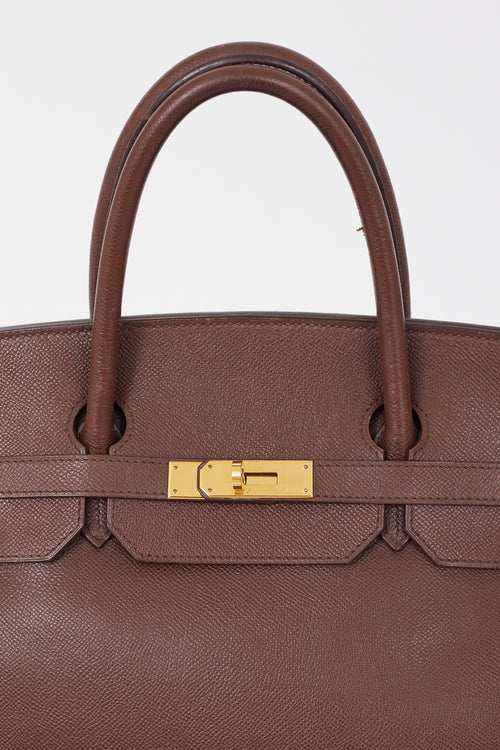 Hermès 1999 Havane Evergrain Leather 
Gold Birkin 40 Bag