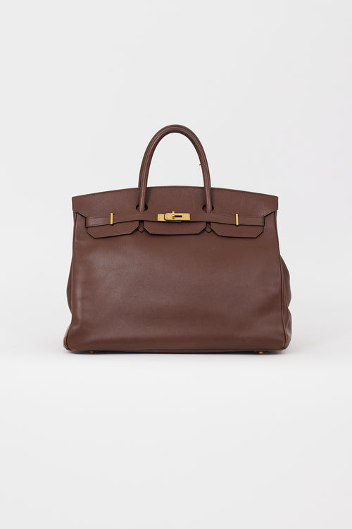 Hermès 1999 Havane Evergrain Leather 
Gold Birkin 40 Bag