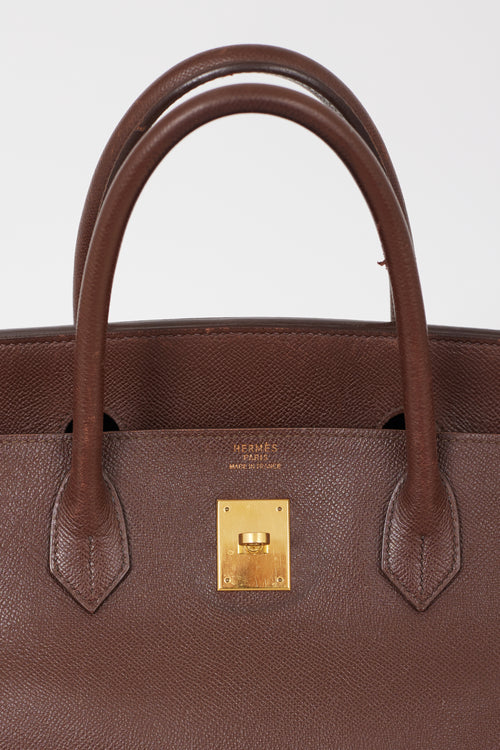 Hermès 1999 Havane Evergrain Leather 
Gold Birkin 40 Bag