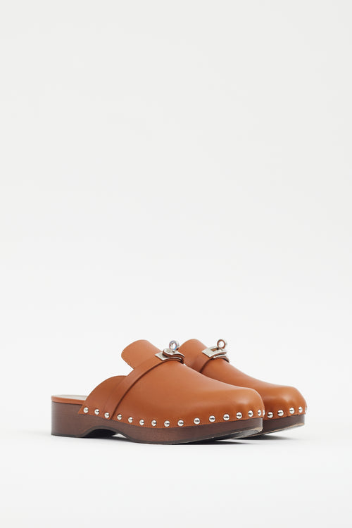 Hermès Brown Leather Carlotta Mule