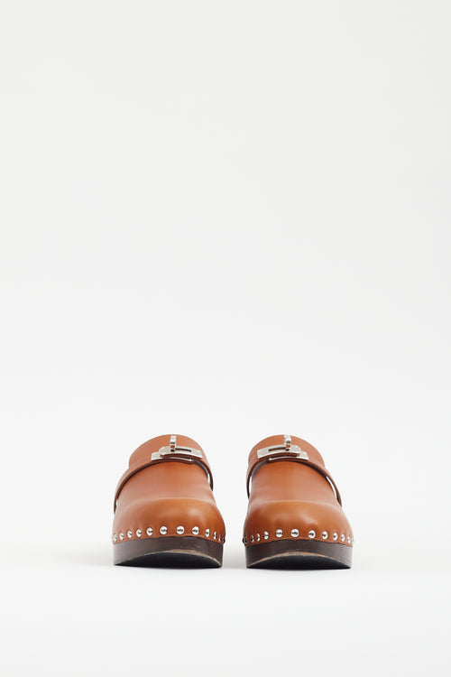 Hermès Brown Leather Carlotta Mule