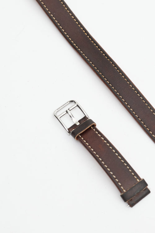 Hermès Dark Brown Barenia Heure H Watch Strap