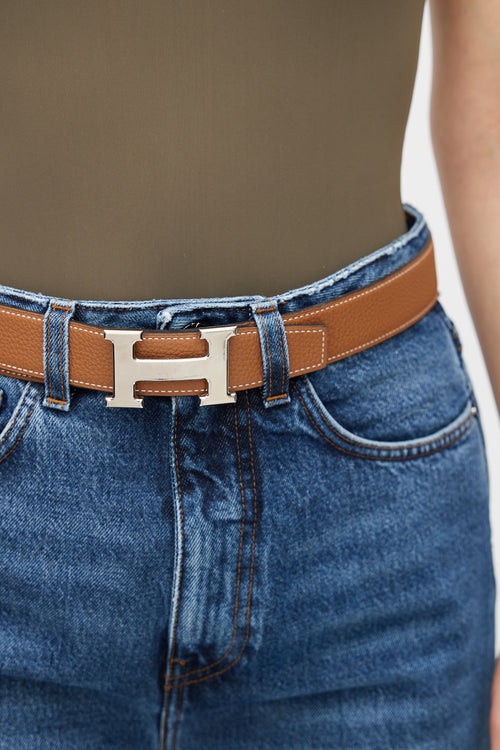 Hermès Brown Leather Reversible H Belt