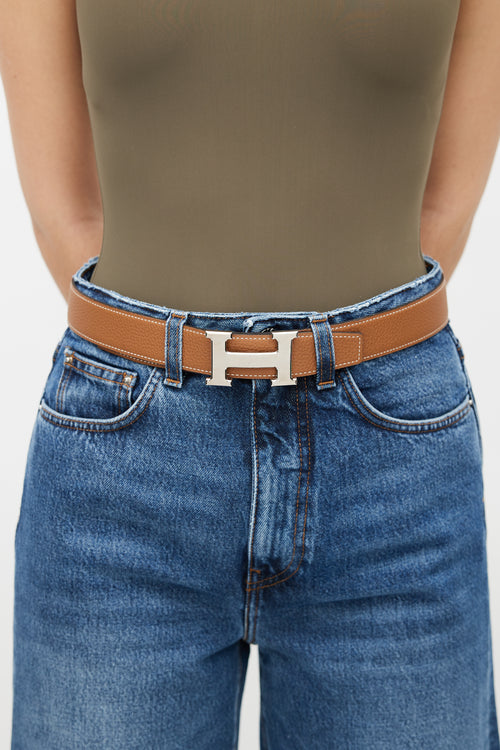 Hermès Brown Leather Reversible H Belt