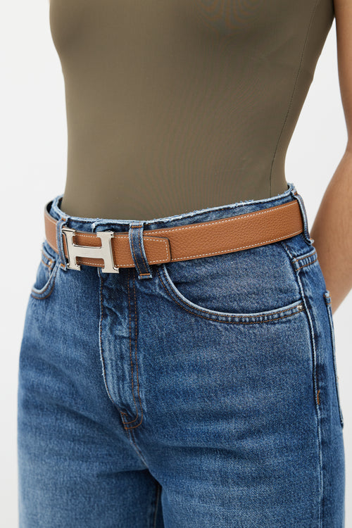 Hermès Brown Leather Reversible H Belt