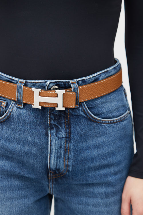 Hermès Brown Leather Reversible H Belt