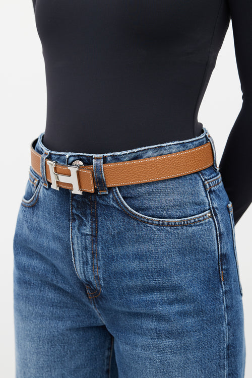 Hermès Brown Leather Reversible H Belt