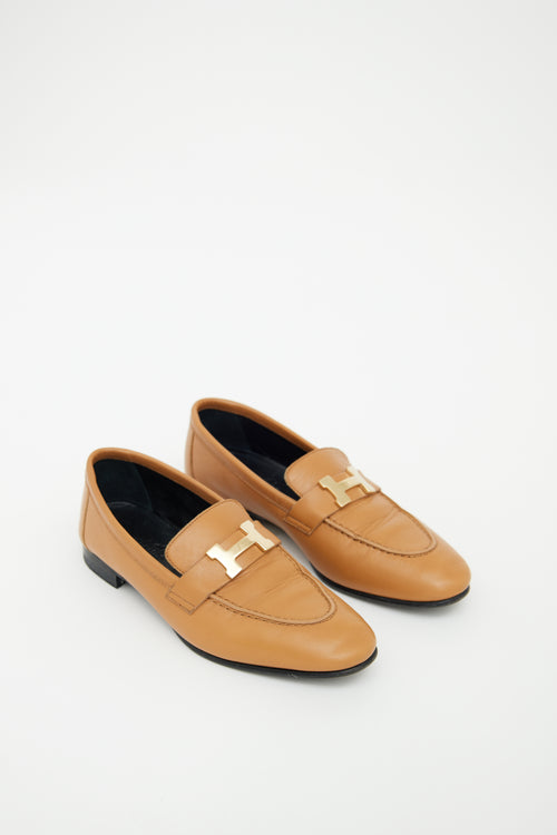 Brown Leather 
Gold H Paris Loafer